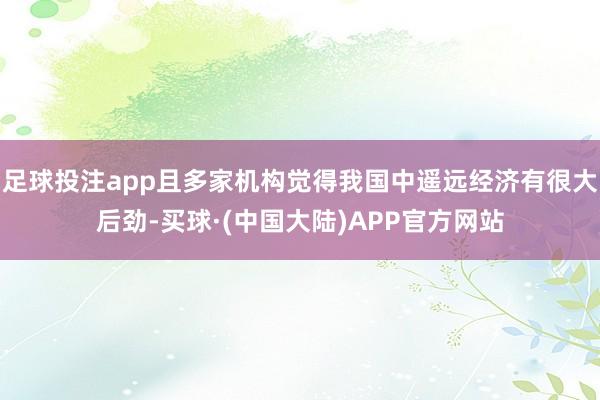 足球投注app且多家机构觉得我国中遥远经济有很大后劲-买球·(中国大陆)APP官方网站