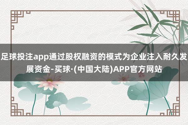 足球投注app通过股权融资的模式为企业注入耐久发展资金-买球·(中国大陆)APP官方网站