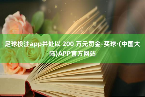 足球投注app并处以 200 万元罚金-买球·(中国大陆)APP官方网站