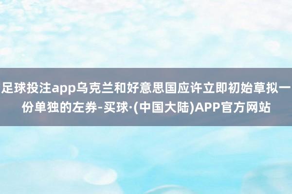 足球投注app乌克兰和好意思国应许立即初始草拟一份单独的左券-买球·(中国大陆)APP官方网站