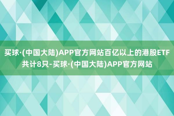 买球·(中国大陆)APP官方网站百亿以上的港股ETF共计8只-买球·(中国大陆)APP官方网站
