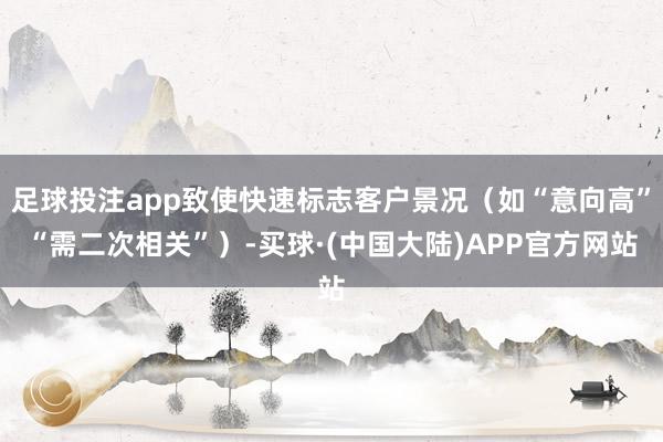 足球投注app致使快速标志客户景况（如“意向高”“需二次相关”）-买球·(中国大陆)APP官方网站