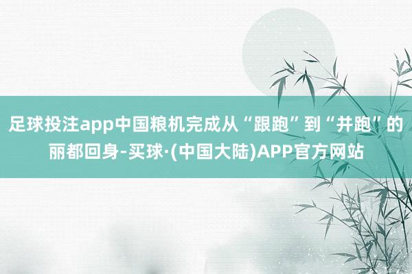 足球投注app中国粮机完成从“跟跑”到“并跑”的丽都回身-买球·(中国大陆)APP官方网站