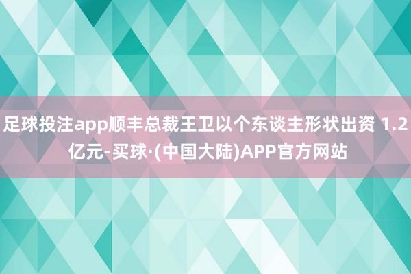 足球投注app顺丰总裁王卫以个东谈主形状出资 1.2 亿元-买球·(中国大陆)APP官方网站