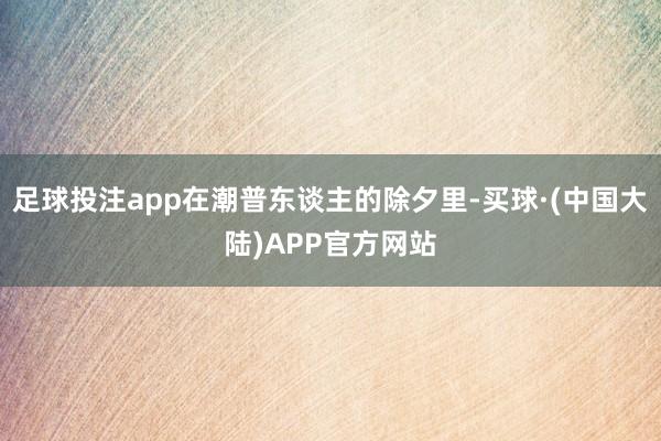 足球投注app在潮普东谈主的除夕里-买球·(中国大陆)APP官方网站