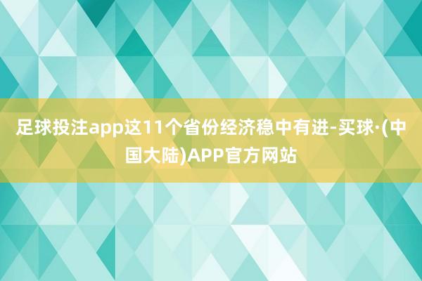 足球投注app这11个省份经济稳中有进-买球·(中国大陆)APP官方网站
