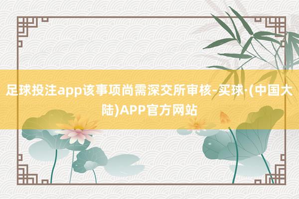 足球投注app该事项尚需深交所审核-买球·(中国大陆)APP官方网站
