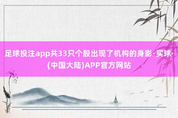 足球投注app共33只个股出现了机构的身影-买球·(中国大陆)APP官方网站