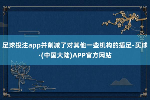 足球投注app并削减了对其他一些机构的插足-买球·(中国大陆)APP官方网站