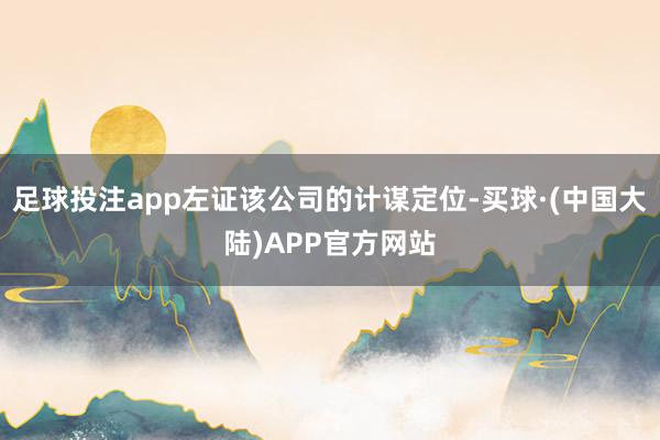 足球投注app左证该公司的计谋定位-买球·(中国大陆)APP官方网站