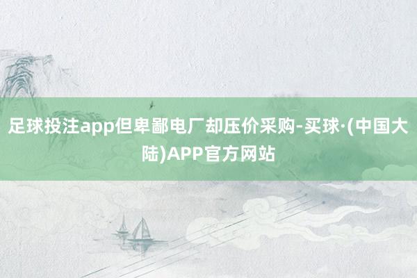 足球投注app但卑鄙电厂却压价采购-买球·(中国大陆)APP官方网站