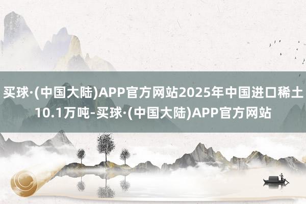买球·(中国大陆)APP官方网站2025年中国进口稀土10.1万吨-买球·(中国大陆)APP官方网站